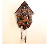 ZJFHEYUO Reloj de Pared de Cuco con Modo Nocturno Reloj de péndulo con pájaro Cuco Que Canta a la Hora Voces de pájaros Cuco Llaman a la Pareja a Bailar al Ritmo de la música, D