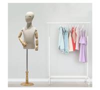 ZJFHEYUO Sewing Mannequin Kid Dress Form Adjustable Toddler Clothes Mannequin Torso with Wooden Base, Children's Mannequin with Head for Window Counter Clothing Display,B,120#