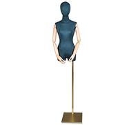 ZJFHEYUO Sewing Mannequin Torso Superfine Fiber Half Body Woman Clothing Display Shelf 140-180CM Height Adjustable Model for Shop Shop Window Exhibition,Green-One Size