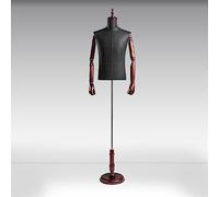 ZJFHEYUO Window Display Trunk of Male Mannequin Sand Wash Cloth Material Manikins Solid Wood Arm Wooden Base Suit and Gown