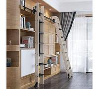 ZJFJMBD Kit de herrajes para Escalera de Biblioteca Riel de Escalera Deslizante Enrollable retráctil con Rodillo de Piso, colocación Vertical, diseño Que Ahorra Espacio, no Incluye Escalera