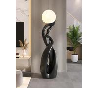 ZJHAHJY Lámpara de pie Moderna Negra para Sala de Estar, lámpara de Noche nórdica Creativa con Luces de Luna 3D, decoración artística para Dormitorio Alto, Esquina, tocador.