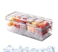zjhukfmc Bandeja transparente para condimentos fríos, bandeja para servir refrigerada, compartimentos extraíbles, contenedores de barra de ensalada, 15.94 x 5.71 x 5.31 pulgadas, bandeja de servir con