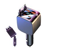 zjhukfmc Cargador de coche con cable retráctil, carga rápida, 2 puertos USB, accesorios para vehículos con luz de estrellas, cargador de coche USB, para autocaravanas, camiones, vehículos, viajes