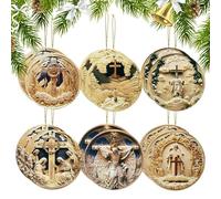 zjhukfmc Navideños Cristianos | 12 Piezas Decoración Navideña en Madera | Decoración De Jesús para Hogar Iglesia Habitación Escuela | Espejo Retrovisor Coche Ventana Pared