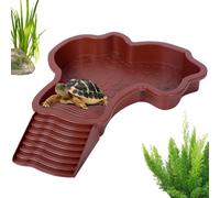 zjhukfmc Plato de agua grande de , 13.78 x 11.22 x 1.69 pulgadas en piscina de reptiles, piscinas de baño de tortugas, platos de agua para reptiles con rampa y plataformas para tomar el sol se