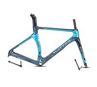 ZJIEDB Cuadro de Bicicleta de Carretera Fibra de Carbono 700c con Freno de Disco decolorado, Cuadro de competición, 46/48/50/52/54 cm, Eje pasante BB92, F12x100/R12x142 mm, con