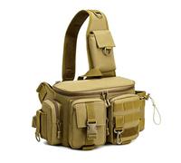 ZJIEYU Bolsa Bandolera Multiusos para Accesorios de Pesca, Riñonera para Pesca con Mosca, Riñonera Táctica Cruzada con MOLLE, para Caza Al Aire Libre(Brown)