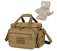 ZJIEYU Bolsa de Deporte Táctica para Campo de Tiro con Capacidad para 3 Pistolas, 6 Compartimentos Para Cargadores y Bolsillos Adicionales con Sistema MOLLE, para Accesorios de Tiro(Brown)