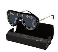 ZJIEYU Gafas de Sol con Pedrería Estilo Y2K, Gafas de Sol Retro Envolventes de Una Sola Pieza, Modernas y a La Última para Mujer y Hombre, Incluyen Estuche(Color1)