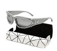 ZJIEYU Gafas de Sol Envolventes con Pedrería para Mujer y Hombre, Accesorio Punk y Rock Del Estilo Y2K, Protección Solar, Ideales para Fiestas y Desfiles(White)