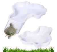 ZJILIXIA 2PCS Piscina para Tortugas,Bañera para Reptiles,Bañera para Reptiles con Rampa,Bañera Tortugas De Tierra, Cuenco De Agua para Reptiles,para Tortugas Y Varios Reptiles (Blanco)