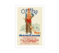 ZJIXAOSD Cortina Dolomiti Torneo Internazionale Di Hokey - Póster de viaje vintage en lienzo para pared, pósteres e impresiones estéticas para habitación, dormitorio, oficina, decoración de 50 x 75 cm