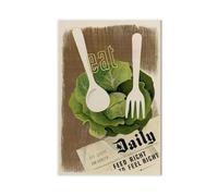 ZJIXAOSD Póster de comida verde, mural vintage de comida vegetariana, lienzo de dieta a base de plantas, póster moderno para pared, pinturas para sala de estar, dormitorio, decoración de 40 x 60 cm