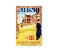 ZJIXAOSD Póster de viaje vintage de Dublín, Irlanda, lienzo, pósteres e impresiones estéticas para habitación, dormitorio, oficina, decoración de 60 x 90 cm