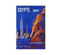 ZJIXAOSD Póster vintage de viaje de Egipto con estatua del faraón, Ramsés II, lienzo de colores, moderno, impresiones artísticas para pared, pinturas para sala de estar, dormitorio, decoración de 20 x