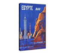 ZJIXAOSD Póster vintage de viaje de Egipto con estatua del faraón, Ramsés II, lienzo de colores, pósteres e impresiones estéticas para habitación, dormitorio, oficina, decoración de 40 x 60 cm