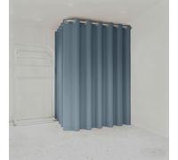 ZJKXJH Probador Tienda de Ropa Kit de Cortina para Vestidor con Cortina Opaca Y Varilla, Mampara de Privacidad para Vestidor, Centro Comercial Y Dormitorio.(Blue Curtain+,55in/139.7cm Black Rod)
