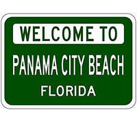 ZJLVMF Letrero de metal con texto en inglés "Welcome to de Estados Unidos", de 8 x 12 pulgadas, diseño de Panama City Beach, Florida