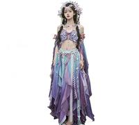 ZJLZJLO Traje De Dunhuang Hanfu - Conjunto De Gasa Con Mariposas Y Tocado Para Cosplay,S,Purple