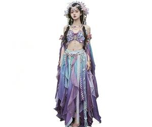 ZJLZJLO Traje De Dunhuang Hanfu - Conjunto De Gasa Con Mariposas Y Tocado Para Cosplay,S,Purple
