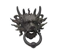 ZJMK Aldabas Cabeza de Dragón Antiguo Llamador de la Puerta, Marrón Hierro Fundido Figurilla de Aldabas para Afuera Porches Decor de Jardín, Manija de Tiradores De Silla