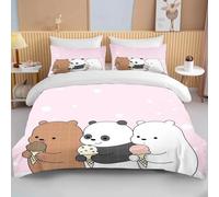 ZJMZF Dibujos animados impresos en 3D, lino, dos y bubu Bed Linen, 2/3 piezas de linos pandas para niños y parejas, microfibra de lino suave, simple y doble, 135 x 200 cm (200 x 200 cm + 80 x 80 cm x
