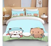 ZJMZF Dibujos animados impresos en 3D, lino, dos y bubu Bed Linen, 2/3 piezas de linos pandas para niños y parejas, microfibra de lino suave, simple y doble, 135 x 200 cm (135 x 200 cm + 80 x 80 cm x