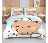 ZJMZF Dibujos animados impresos en 3D, lino, dos y bubu Bed Linen, 2/3 piezas de linos pandas para niños y parejas, microfibra de lino suave, individual y doble 135 x 200 cm (155 x 220 cm + 80 x 80 cm