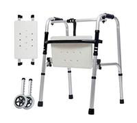 ZJN-JN Muletas Walker ancianos discapacitados de aluminio doble pasamanos a pie Tableros de baño ruedas auxiliares miembros inferiores Cuatro pies 47cm x 52cm x 73cm antideslizante bastón con el Hospi