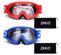 ZJNUO Gafas de equitación para niños y jóvenes, paquete de 2 gafas para niños y adolescentes para motocross, motocross, carreras y ciclismo para niños y niñas (rojo + azul)