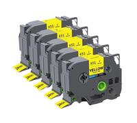 ZJNWTVUH Cinta de Etiquetas 24mm TZe251 TZe-251 TZe 251 151 451 551 651 751 3PK 5PK Compatible con Impresora de Etiquetas(5PK Black on Yellow)