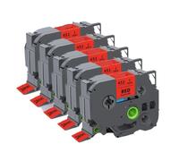 ZJNWTVUH Cinta de Etiquetas 24mm TZe251 TZe-251 TZe 251 151 451 551 651 751 3PK 5PK Compatible con Impresora de Etiquetas(5PK Black on Red)
