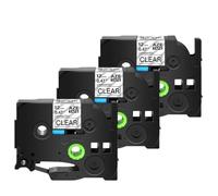 ZJNWTVUH ZE 231, Cinta de Etiquetas laminada Negra sobre Blanca de 12mm, Compatible con Tz 231 TZe 241(3PK Black on Clear)