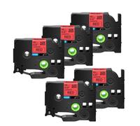 ZJNWTVUH ZE 231, Cinta de Etiquetas laminada Negra sobre Blanca de 12mm, Compatible con Tz 231 TZe 241(5PK Black on Red)