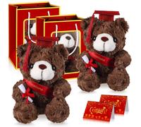 Zjoey 2 sets Bear con Toys de gorra de graduacin Clase de 2025 Graduacin Lleno peluche Bear Bear Animal Dog Cap and Gown con tarjeta de felicitaci