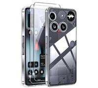 ZjoOoj - Carcasa para Nothing Phone 3 con 2 protectores de pantalla de cristal templado, funda transparente para absorción de impactos con parachoques de TPU suave, fina y suave de silicona TPU