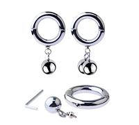 ZJPOJPH Anillo de acero inoxidable for pene, anillo for testículos con extensor de testículos, extensor de bola, colgante for pene, testículo, escroto, entrenador de pene for parejas y hombres(A,50mm)