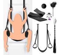 ZJPOJPH Columpio sexual SM, columpio sexual con bola bucal, venda for los ojos, látigo BDSM, pinza for pezones, columpio sexual Carmen for el techo, juguetes sexuales for hombres y mujeres.(A)