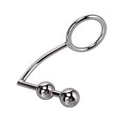 ZJPOJPH Gancho anal de metal de acero inoxidable con 2 bolas, anillo for pene, anillo for pene, tapón anal, gancho anal, peso for testículos, bolas anales, juguete anal for hombres y parejas(45mm)