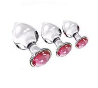 ZJPOJPH Juego de 3 tapones anales de vidrio con dilatadores anales y joyas de diamantes de cristal, masajeador de próstata, juguetes sexuales for mujeres y parejas.