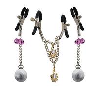 ZJPOJPH Pinzas for pezones de Acero Inoxidable con Bolas con Peso, Juego de Cadena for Pinzas for pezones, Camilla for clítoris, Pinza for Labios, Juguetes sexuales de Bondage for Mujeres