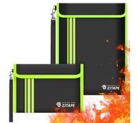 ZJTAPE Bolsa ignífuga e Impermeable - 2 Piezas de Bolsillo para Documentos, Monedero ignífugo, Bolsa Protectora con Tira Reflectante para Pasaporte, Dinero, certificados, Contrato y Objetos de Valor