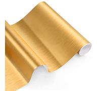 ZJTAPE Vinilo Adhesivo - Lámina de Vinilo Holográfica Cromada de Oro cepillado, 30,5 x 153cm Vinilo Permanente brillante metálico adhesivo Gold rollo para manualidades, Fiesta de Cumpleaños.