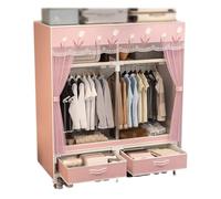 ZJTHY Armario portátil de tela Oxford con cortina para ahorrar espacio, organizador de almacenamiento para dormitorio, armario estable