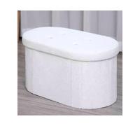 ZJTHY Chenille Ottomans con Taburete Ovalado de Fibra Banco de Almacenamiento Resistente taburetes de reposapiés Plegables 27.5 x 14.9in