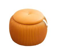 ZJTHY Otomanos de Cuero con Marco de Madera de Almacenamiento de Espuma de Alta resiliencia Taburete de tocador Redondo de Almacenamiento Moderno