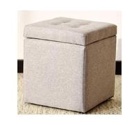 ZJTHY Otomanos de Lino con Marco de Madera Almacenamiento Cuadrado otomano Elegante Taburete otomano Taburete Compacto de Almacenamiento con piernas