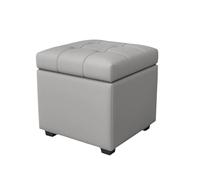 ZJTHY Taburete otomano de cuero con tapa, reposapiés de espuma de alta resistencia, resistente, color gris, cuadrado