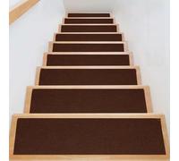 ZJUNLI Alfombras de Escalera X5 Alfombrillas para Escalones 14x88cm marrón | Peldaños De Escalera De Interior Sin Pegamento, Antideslizante, Avable, Reutilizable, Para Niños Mayores Y Mascotas